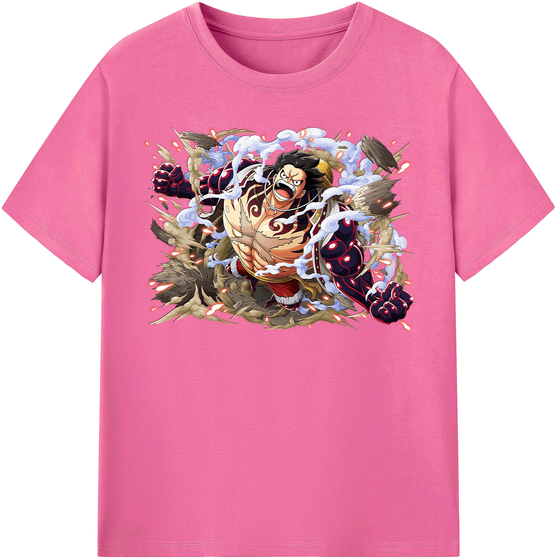 ワンピース モンキー・D・ルフィ ONE PIECE Monkey D. Luffy レディースカジュアルプリントTシャツ（綿100％）